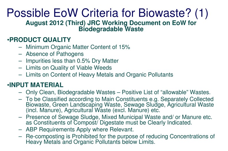 EoW kritéria pre bioodpady