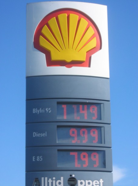 Biopaliva 2 – ceny u pumpy Švédsko