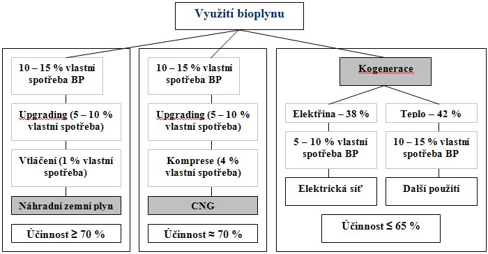 Srovnání energetického využití bioplynu