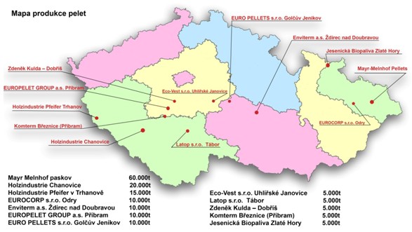 Mapa produkce pelet