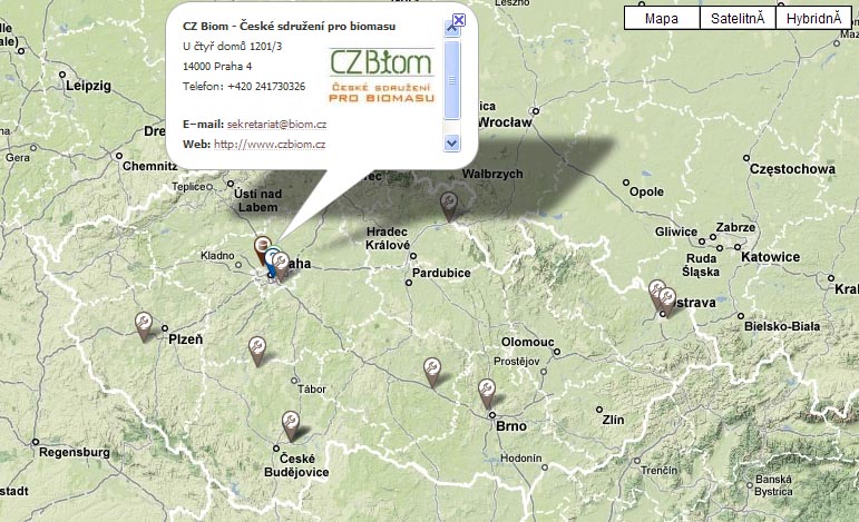 Mapa bioplynových stanic v ČR - firmy