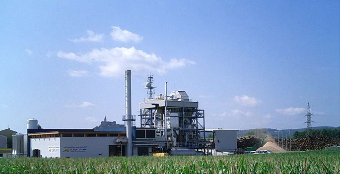 Elektrárna na biomasu fungující na principu energetického zplyňování v rakouském Güessingu