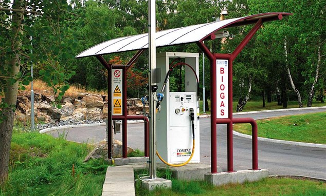 Bioplynová čerpací stanice ve Švédsku