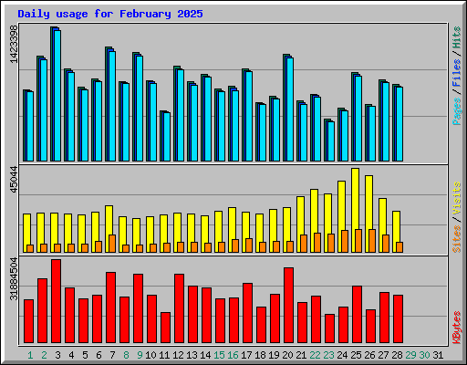 Daily usage for February 2025