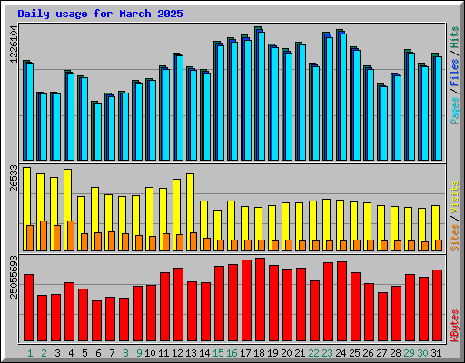 Daily usage for March 2025